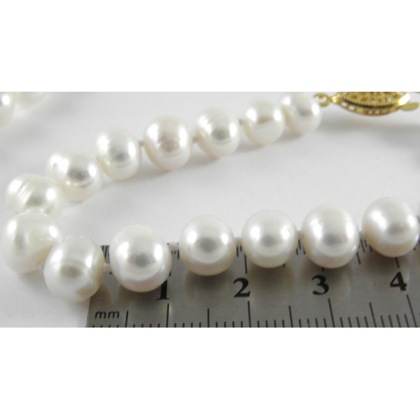 Браслет натуральні культивовані річні білі перлини 10 мм