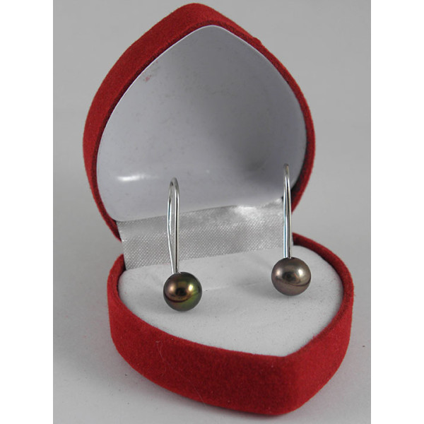 ​Сережки натуральні річні чорні перли, 7 мм срібло 925 гатунку