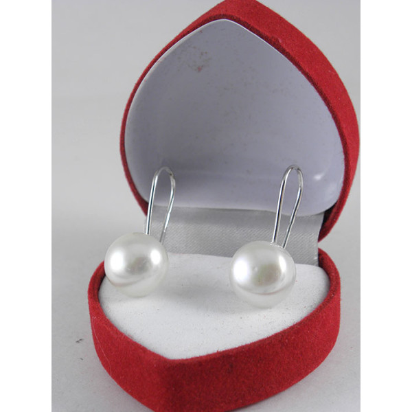 Сережки натуральні білі річні перли, 11 мм срібло 925 гатунку