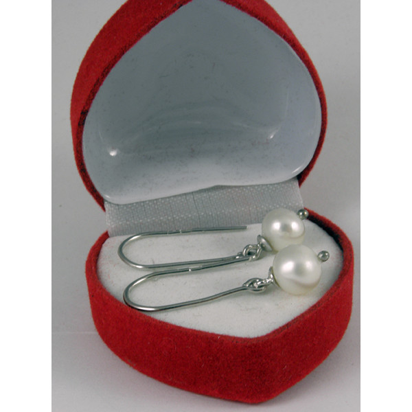 Сережки натуральні круглі річні білі перли, 7 мм срібло 925 гатунку