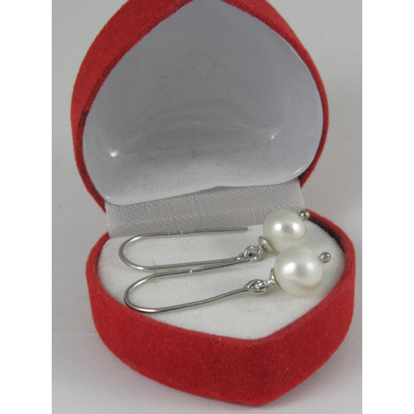 Сережки натуральні круглі річні білі перли, 7 мм срібло 925 гатунку