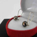 Сережки натуральні річні чорні перли, 7 мм срібло 925 гатунку #004