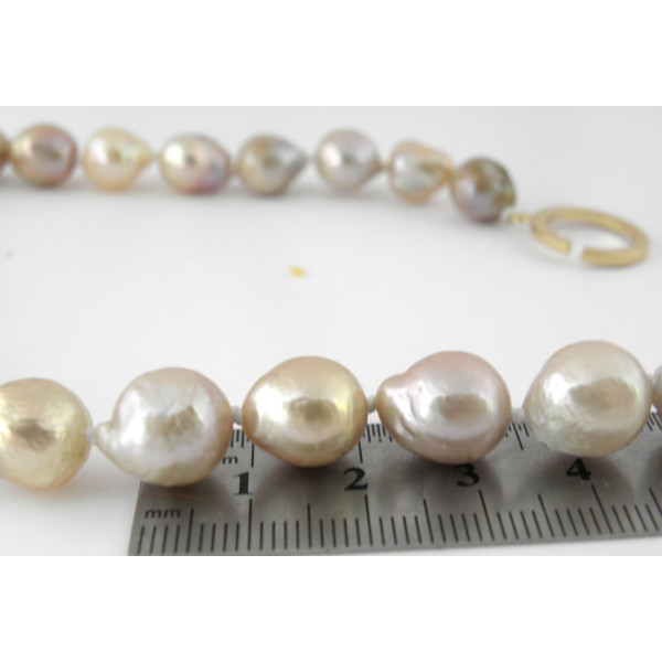 Намисто, райдужні барочні перли Касумі 10-11 мм