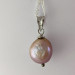 Кулон, підвіска барочні рожеві перли Касумі 14 мм, срібло 830 проби
