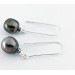 Сережки барочні форма амфора, культивовані океанічні чорні перли Таїти, срібло 925 гатунку