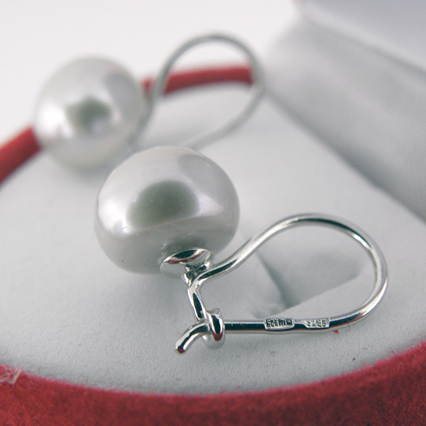 Сережки натуральні річні сіри перли, срібло 925 гатунку