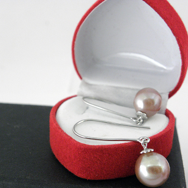  Сережки краплевидні перлини Єдісона, колір рожевий срібло 925 гатунку