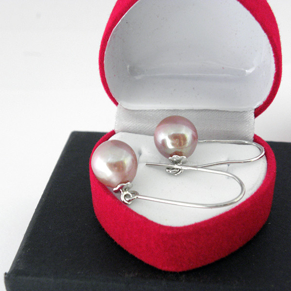  Сережки краплевидні перлини Єдісона, колір рожевий срібло 925 гатунку