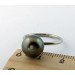 Кільце, велика чорна перлина Таїті, 11 мм райдужні обертони, срібло 925 проби