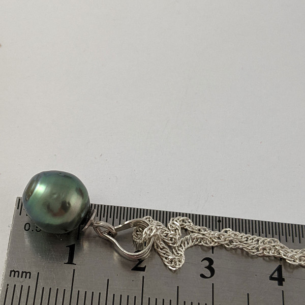 Кулон, підвіс, натуральна культивована океанічна чорна перли на Таїти, срібло 875 гатунку