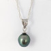 Кулон, підвіс, натуральна культивована океанічна чорна перли на Таїти, срібло 875 гатунку