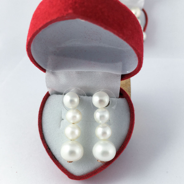 Сережки-пусети натуральні річні перли 7- 11 мм
