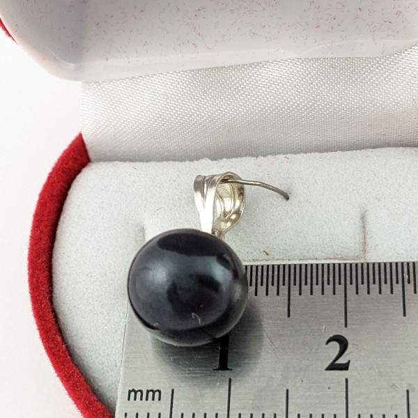 Підвіс, кулон натуральна річна чорна перлина, 11 мм срібло 875 гатунку
