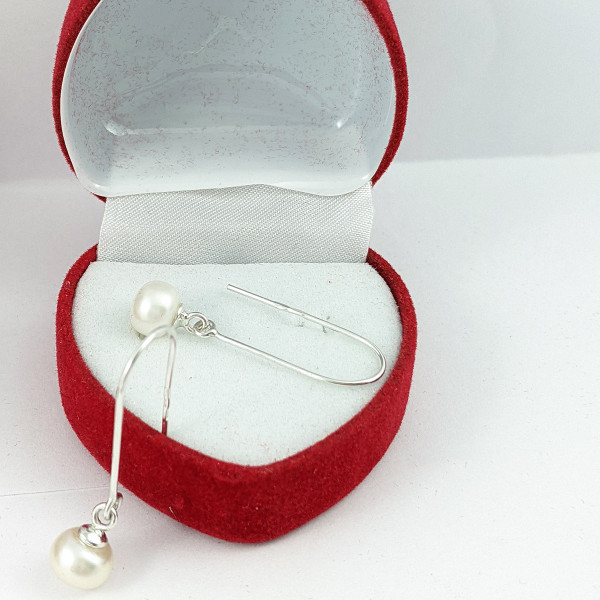 Сережки натуральні річні білі перли, 7 мм срібло 925 гатунку