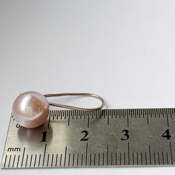 Сережки натуральні річні рожеві перли, 8 мм срібло 925 гатунку