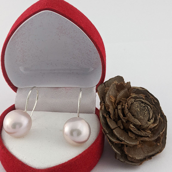 Сережки натуральні річні рожеві перли, 10 мм срібло 925 гатунку