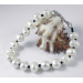 Браслет, натуральні культивовані прісноводні великі білі перли 10 мм і чорний бісер